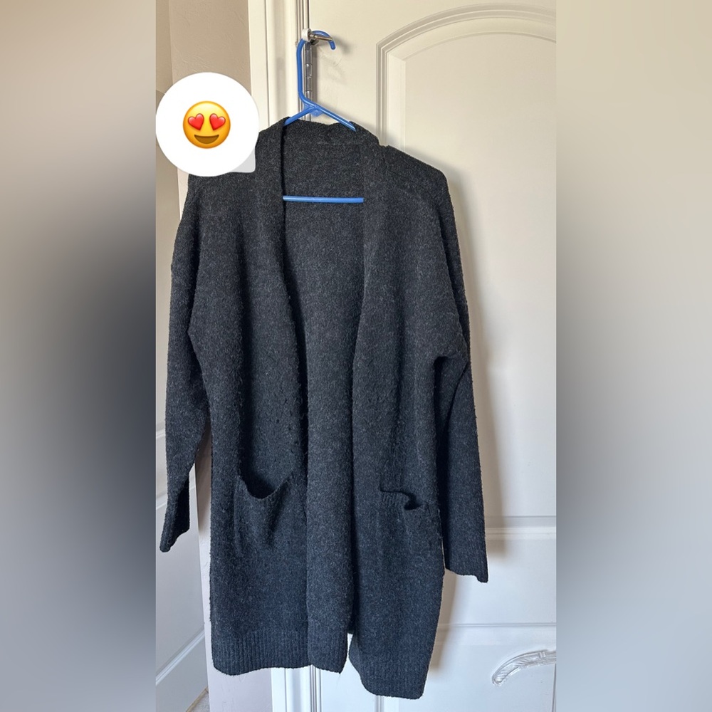 Cozy Black Open Front Cardigan